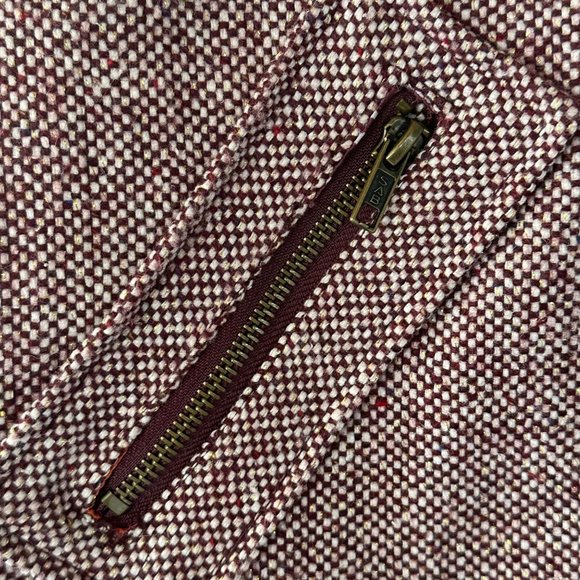 Tulle Y2k Tweed Pea Coat Medium Wool Blend Eggplant Wine Metallic Glimmer - Picture 6 of 13